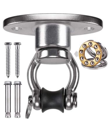 BeneLabel Permanent Antirust Stainless Steel Heavy Duty Swing Hanger 1200LB Capacity, Bearing Swing Hook 360 Rotation, 2 Wood Screws, 2 Expansion Bolts, Yoga Hammock Chair Sandbag, Swing Set