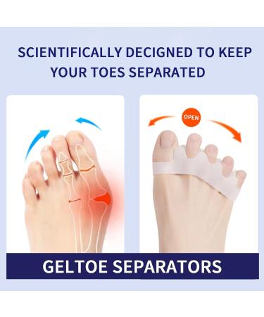 Silicone Toe Separators (2 Pair) - Toe Straighteners and Spacers for Curled, Overlapping Toes - Toe Stretcher for Toe Relief and Foot Restoration - White - Buy Online on GoSupps.com