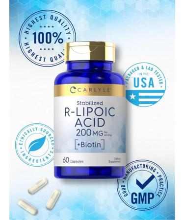 Carlyle R-Lipoic Acid 200mg - 60 Capsules | Stabilized R-Lipoic Acid with Biotin | Non-GMO & Gluten Free - Shop Now - Buy Online on GoSupps.com