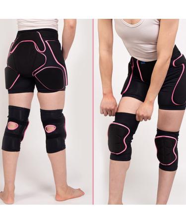 BelugaDesign Women's Padded Shorts Knee Set | Winter Sports Protective Gear | Large Black Pink - Buy Online on GoSupps.com