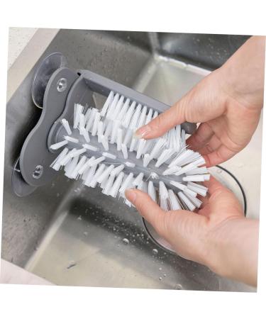 Solustre 2-Pack Cup Brush & Bottle Scrubber Cleaner - Suction Cup Scrubber for Water Bottles Glass & Baby Bottles - Dark Gray - Buy Online on GoSupps.com