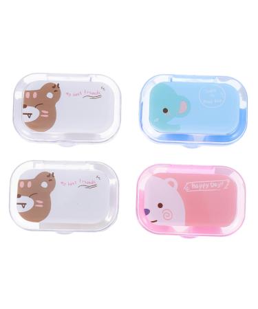Solustre 4 boxes cartoon pupils box contact lenses organizer contact lens- travel case contact case.Travel contact lens holder linse sweak travel pp-protection care sorted color 6.5x4.5x2.5cm
