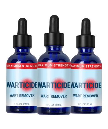 Warticide Fast-Acting Wart Remover - Plantar and Genital Wart Treatment Attacks Warts On Contact Easy Application (3 Bottles) 1 Fl Oz (Pack of 3)