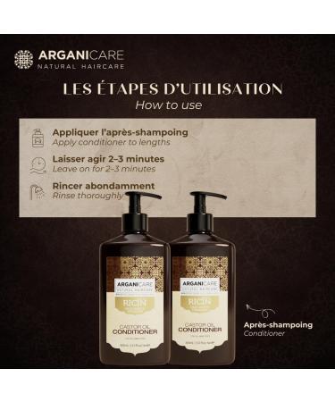 ARGANICARE | Gamme Ricin | Apr s-shampoing reconstructeur Ricin | Favorise la Croissance & Stimule la pousse | Tous types de cheveux | Lot de 2x400 ml Gamme Ricin Tous types de cheveux - Buy Online on GoSupps.com
