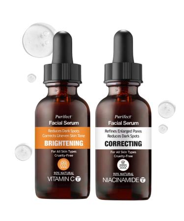Purifect Vitamin C Facial Serum Helps Improve Uneven Skin Tone (30ml) Bundle with Correcting Niacinamide Serum Refines Texture & Minimizes Pores (30ml) Gift Set (2 Items)