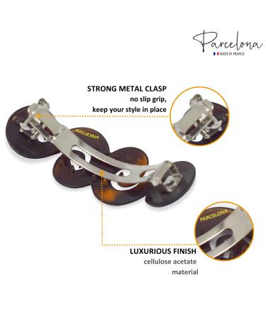 Parcelona French Swirl Medium Tortoise Shell Celluloid Hair Clip Barrette - 3 Inches - Buy Online on GoSupps.com