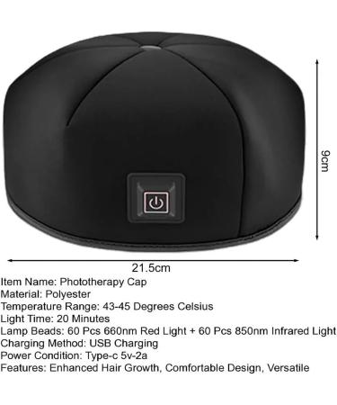 Bonnet De Repousse des Cheveux Lumi Re Rouge Bonnet De Repousse Rapide des Cheveux Double Longueur d'onde 660nm Et 850nm 3 Modes avec 120 LED pour La Perte De Cheveux Black Noir - Buy Online on GoSupps.com