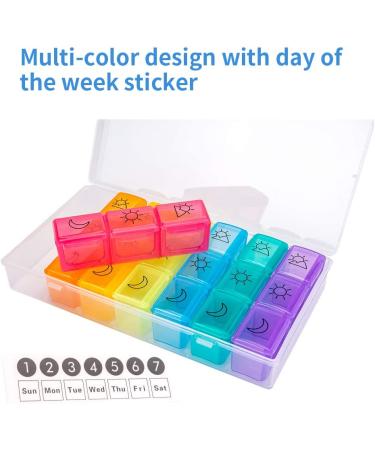 7 Day Weekly Pill Organizer 3 Times a Day - Non-BPA Food Grade Plastic - Lightweight & Travel Friendly - Ideal for Supplements, Vitamins & Medications - Buy Online on GoSupps.com