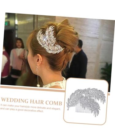 DOITOOL 1pc Wedding Hairpin Wedding Hair Clip Wedding Headpiece Mothers Day Side Combs Wedding Hair Accessories Silver Headpiece Silver Hair Clip Pearl Rhinestone Headgear Leaf Bride - Buy Online on GoSupps.com