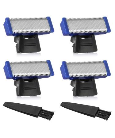 4 Pack Replacement Heads for Rechargeable Shaver Solo Trimmer Micro and Touches Replacement Cutter Head include 2 Clean Brush 6 Piece Set