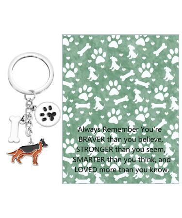 Ensianth Dog Keychain Gifts for Dog Lovers Puppy Keychain Dog Paw Print Keychain Gifts for Dog Owners Mom Dad Puppy Dog Keyring Deutscher Shepherd