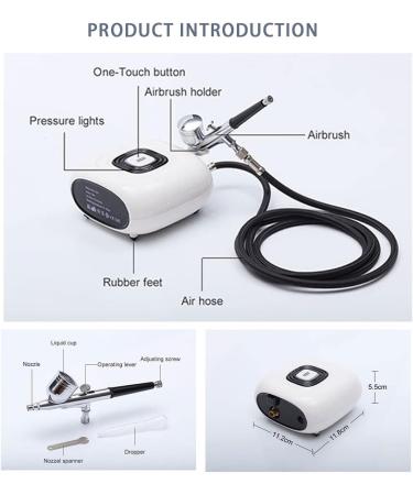 Air Brush Kit 0.3Mm Nozzle Mini Compressor Kit Spray Gun for Beauty Oxygen Injector Cakes Paint Makeup Nails White - Buy Online on GoSupps.com