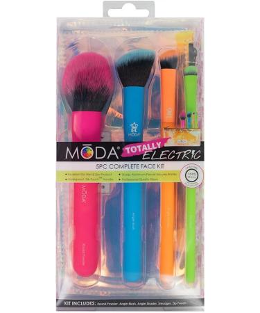 Moda Royal & Langnickel Full Size Electric 5pc Brush Set with Pouch Includes - Round Powder Angled Blush Angled Shader and Smudger Brushes Multicolor - Neon - Buy Online on GoSupps.com