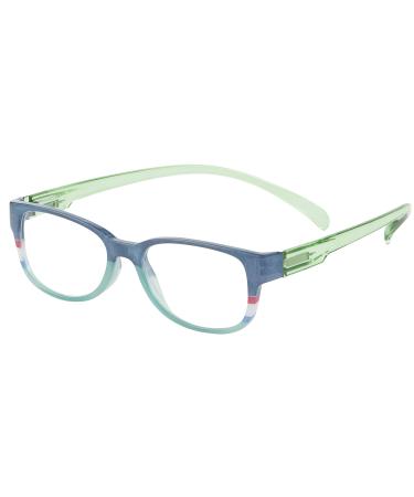 Envy Neck Hanging Reading Glasses Stylish Unisex Prescription Quality Readers Anti-Reflective coating Spring hinges Comfortable Square reader Green and Blue