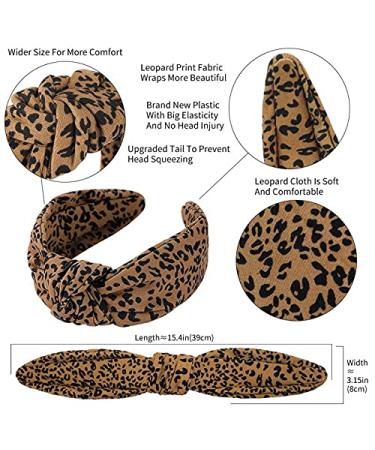 QIANXUAN Cheetah Print Knotted Headbands for Women - Set of 4 Leopard Top Knot Fabric Hairbands - Buy Online on GoSupps.com