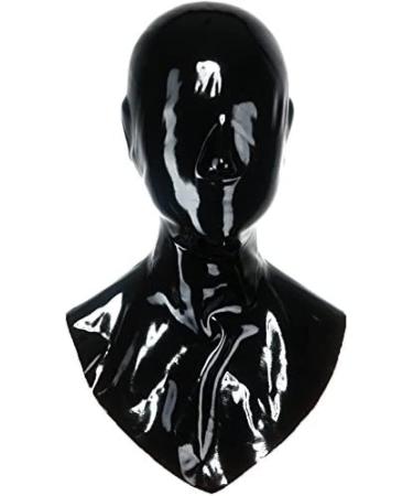 Latex hood unisex rubber mask execution mask with an open nose black without zipper unit size Black Without Zipper Unity size