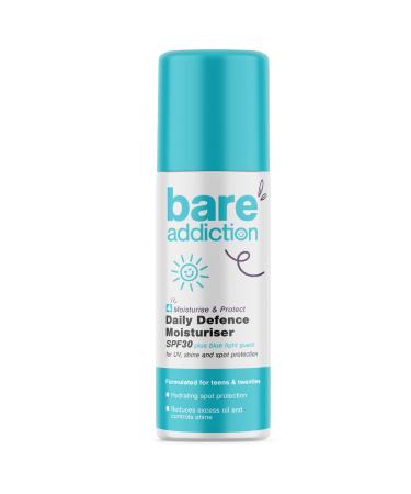 Bare Addiction Daily Defence Moisturising Skin Care Spot Protection Reduces Excess Oil & Controls Shine SPF30 Sun Protection 50ml