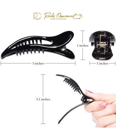 RC Roche 6 Pack Crocodile Hair Clips for Women - Duck Beak Non-Slip Wide Teeth Alligator Clamps - Small Black Hair Accessories - Buy Online on GoSupps.com