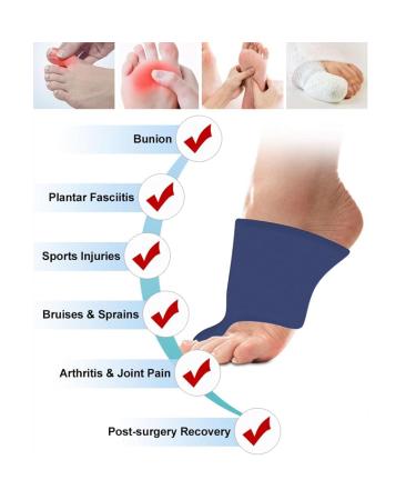 Heel Pain Relief Gel Foot Sleeve | Hot Cold Compress for Bunions Plantar Fasciitis & Arthritis | Reusable 360 Stretchable Design (Dark Blue - Buy Online on GoSupps.com