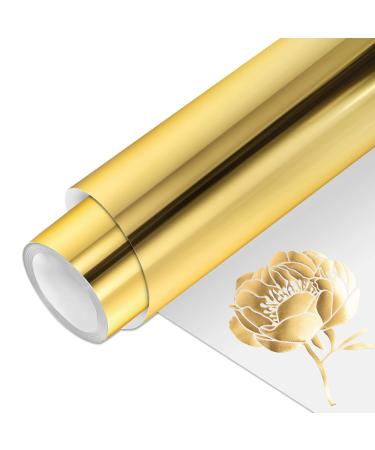 VINYL FROG Metallic Foil HTV Vinyl Roll 12"x5ft Gold Heat Transfer Vinyl Chrome Iron on Vinyl Easy to Cut & Weed DIY Heat Press Design for T-Shirts Gold 12"x5ft