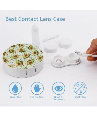 Avocados with Hula Hoops Round Contact Lens Case Print Portable Contact Lens Box Kit with Mirror Cute - Buy Online on GoSupps.com