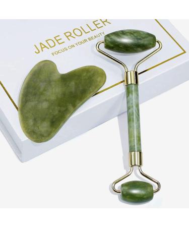 Premium Jade Roller & Gua Sha Facial Tools - Skin Massager for Face Neck & Eye Care | Best Facial Roller for Glowing Skin - Buy Online on GoSupps.com