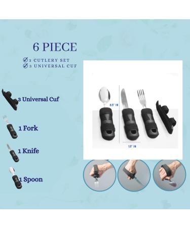 Weighted Utensils for Parkinson's Hand Tremors | 3 Cutlery & Universal Cuff Set - Buy Online on GoSupps.com