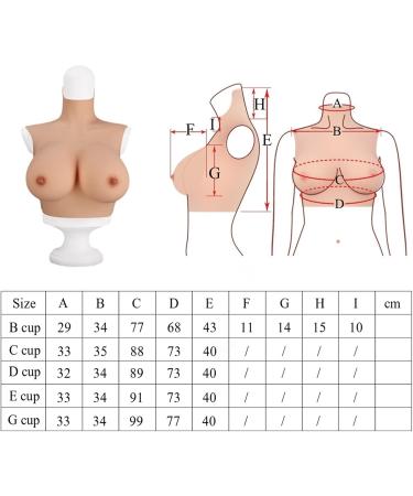 High Collar Half-Length Realistic Silicone Fake Breasts for Halloween Christmas Mastectomy Weddings & Cosplay - Yellow Skin (G 1670g) - Buy Online on GoSupps.com