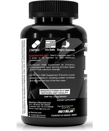 HMB 1000MG Capsules (Beta-Hydroxy Beta-Methylbutyrate) - Pure HMB (120 Capsules) - Buy Online on GoSupps.com