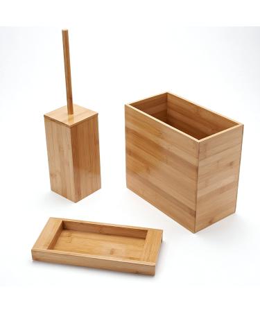 A Better Way Home Products Bamboo Bathroom Trash Can Set - 3 Piece Set
