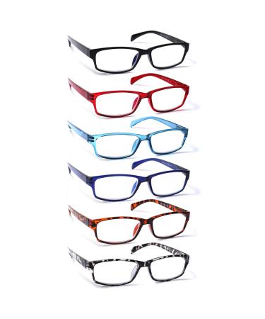 Cojwis reading glasses 6 Pack men and women quality spring hinge blue light filter reader glasses (6 color mixed 2 0.50) 6 color mix-2 0.5 x - Buy Online on GoSupps.com