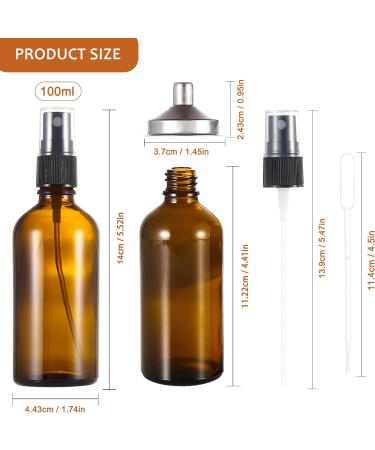 ALIFEIA 100ml Amber Glass Spray Bottles Empty Fine Mist Refillable Travel Spray Bottle for Cleaning Perfume Aromatherapy Cosmetic Sprays Hair Essential Oils with Fine Mist Dispenser(3 Pack) Amber 3 Pack 100ml - Buy Online on GoSupps.com