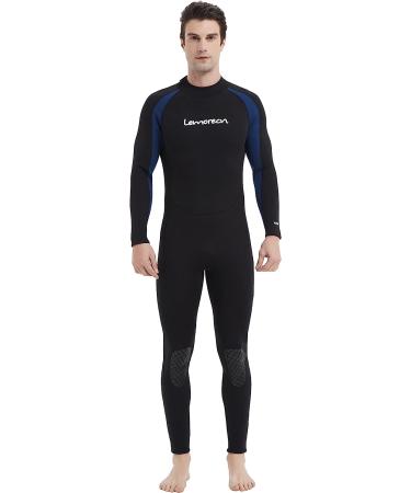 Men's Lemorecn Neoprene Wetsuit 3/2mm & 5/4mm Full Body Diving Suit | Black+Blue XXL - Buy Online on GoSupps.com