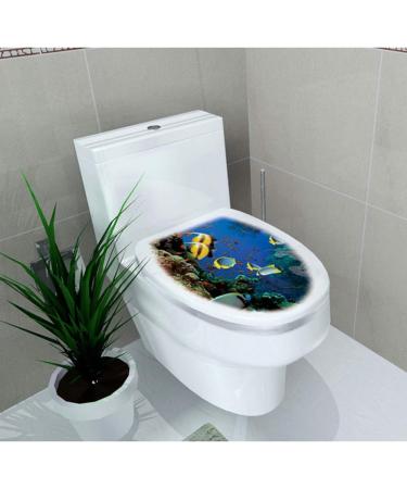 Flower Pattern Vinyl Toilet Sticker Cover - Removable Bathroom Decals for Home Decoration - Buy Online on GoSupps.com