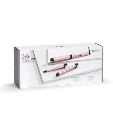 Babyliss Curl and Wave Trio - Professional Multi-Style Curling Iron with 3 Attachments for Curls Waves & Beach Waves - Soft Pink MS750E - Buy Online on GoSupps.com