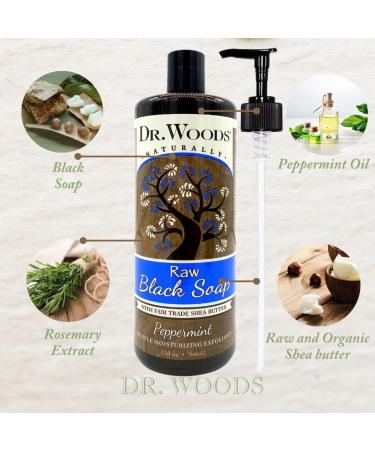 Dr. Woods Raw Black Peppermint Soap with Organic Shea Butter - 32oz | Nourish & Refresh | International Shipping Available - Buy Online on GoSupps.com