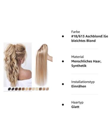 Elailite Real Hair Braid Extensions & Clip-in Ponytail | 22'' Remy Smooth Human Hair #18/613 Ashblond & Bleached Blonde - 120g - Buy Online on GoSupps.com
