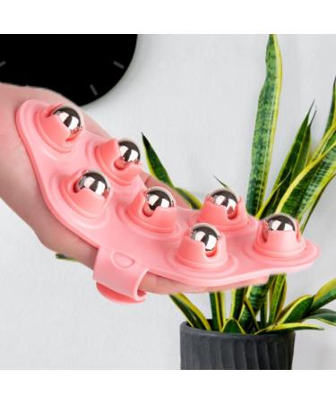 Shop Pink Palm-Shaped Massage Roller with Metal Balls - Premium Women's Body Care Tool - Buy Online on GoSupps.com
