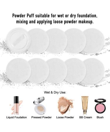 10pcs White Cotton Cosmetic Powder Puffs with Ribbon - 2.36 inch - for Loose & Foundation Makeup - Buy Online on GoSupps.com
