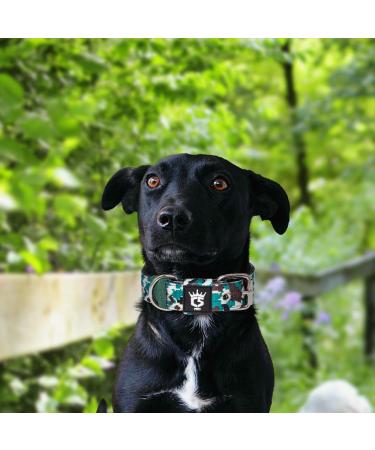 Tspro Tactical Dog Collar - 3.3 cm Wide Military Standard Adjustable Camo Cyan Strong Metal Buckle S-Neck 35.5-43 cm - Buy Online on GoSupps.com