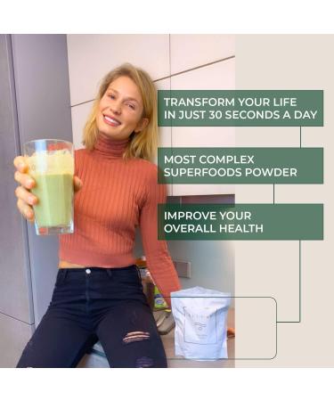 ALLKME Green Elixir Superfood Powder with Probiotics - 30 Superfoods incl. Spirulina & Wheatgrass - 30 Servings, 100% Natural - Buy Online on GoSupps.com