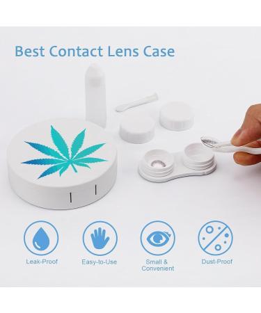 Weed Leaf Contact Lens Travel Kit | Cute Portable Box with Mirror for Daily Outdoor Use - Buy Online on GoSupps.com