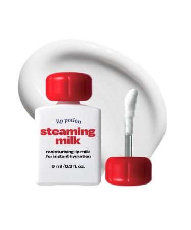 alternativestereo Lip Potion Steaming Milk Moisturizing Liquid Lip Primer & Lip Balm Instant Relief for Dry Cracked Lips with Vitamin E and Green Tea Seed Oil 0.3 Oz