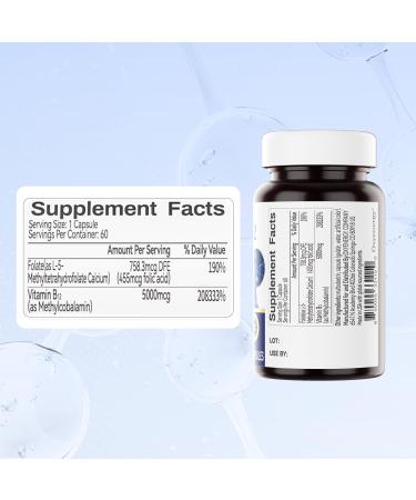 OxyEnergy Methyl Vitamin B12 5000mcg Extra Strength Methylcobalamin B-12 Supplements with Folate Support Nerves Energy Metabolism & Cognitive 60 Capsules - Buy Online on GoSupps.com