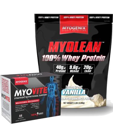 Myogenix Myovite Multivitamin & Myolean Vanilla Whey Protein Bundle Complete Daily Nutrition with 40g High-Protein Whey Support Energy Muscle Growth & Recovery