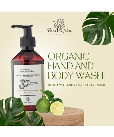 Read The Label - Organic Hand & Body Wash with Pure Essential Oils Bergamot & Grosso Lavender - Gently Cleanses Moisturises & Soothes 300ML - Buy Online on GoSupps.com