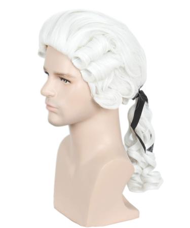 Linfairy Lawyer Curly Wig Halloween Cosplay Costume Wig for Party (White Blonde)