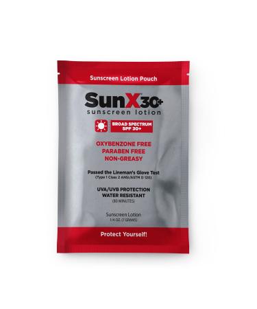Sun X SPF 30+ Broad Spectrum Sunscreen Lotion Foil Pack Single Dose 300 pcs Bulk Pack Case 300 pcs