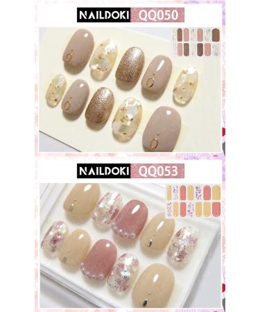 NAILDOKI Nail Stickers - 12 Sheets x 14 Pieces Full Wraps Nail Polish Strips for Women & Girls | Self-Adhesive Gel Nail Art Decals - US21h-12-10 - Buy Online on GoSupps.com