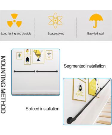 Handrail 1ft -20ft Banister Stairs Indoor Outdoor Steps Railing Staircases Railings Handrails for Disabled Elderly Kids Black Metal Wrought Iron Safety Support Rod (Size : 5ft/150 - Buy Online on GoSupps.com